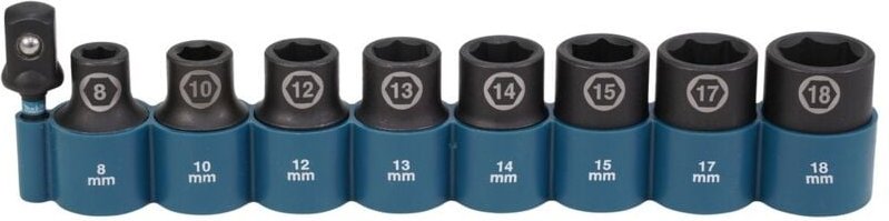 Makita Schlagnuss Set 9 teilig 1/2 Zoll Vierkant Sechskant-Adapter CR-MO E-16645