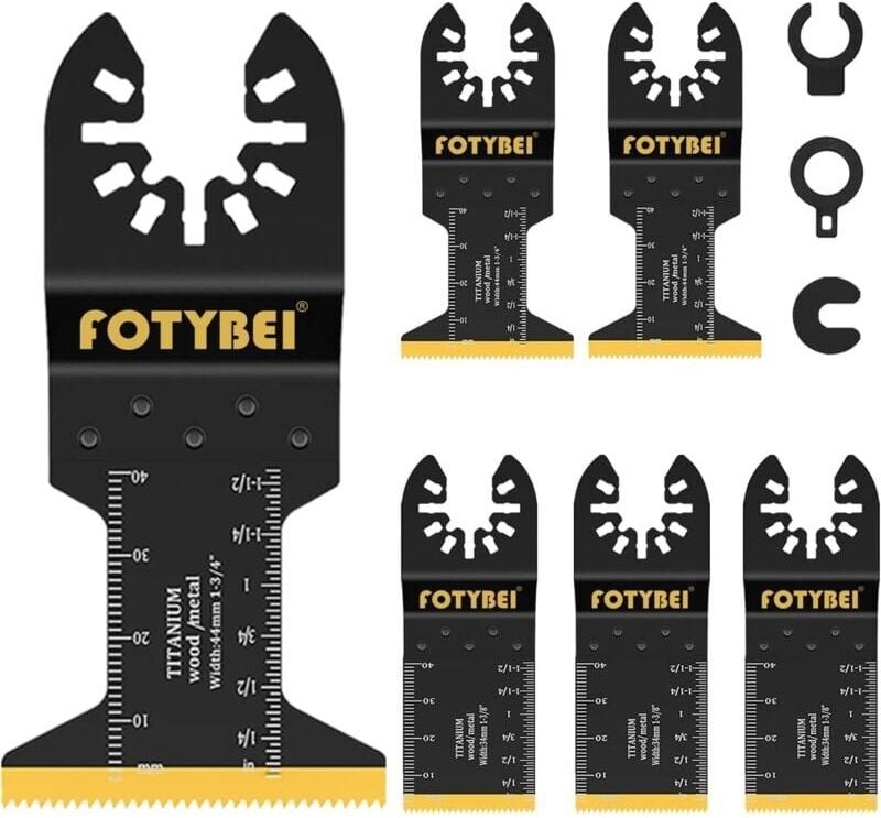 Tool Lames de scie oscillantes en titane, ensemble d'accessoires de lames multi-outils 5 pièces pour plastique, bois, mé...
