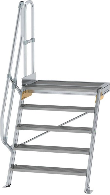 Treppe mit Plattform 60° Stufenbreite 1.000 mm 5 Stufen Aluminium geriffelt - 600405 - Günzburger Steigtechnik