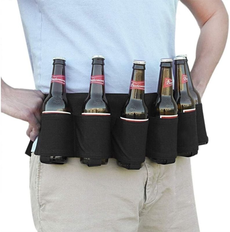 Thumbnail - Shining House - Biergürtel, Dosenhalter, Gürtel, Flasche, Biertasche, verstellbar, 6 Taschen, Biergürtel, Getränkegürtel...