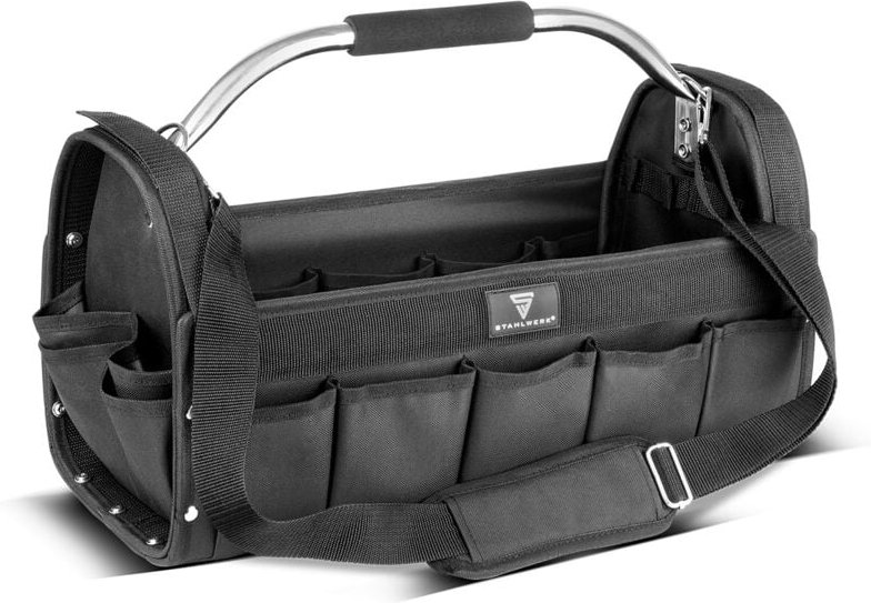 STAHLWERK Werkzeugtasche mit 18 Außentaschen 10 Innentaschen Installateur Tasche