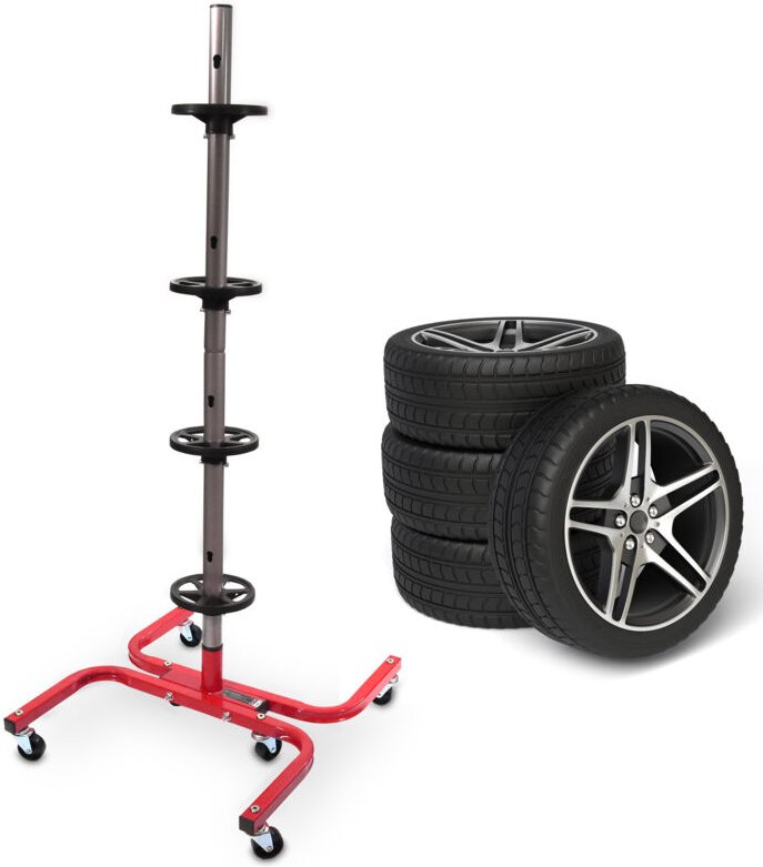 Bituxx Felgenbaum mit Rollen Stabiler Reifenständer für 4 Räder (bis 245mm) Autoreifen Aufbewahrung Reifenbaum Felgenstä...