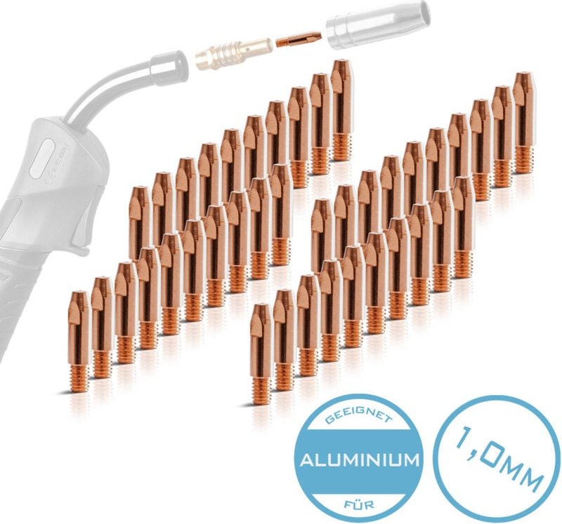 Thumbnail - Stahlwerk - 2 x Stromdüsen für Aluminium AK25 MB25 mig mag M6x28 1,0 mm