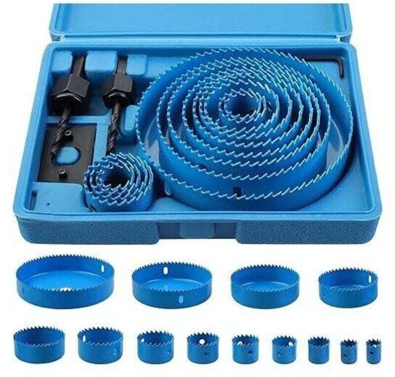 CHOYCLIT Lochsäge und Kernbohrer, 17-teiliges Lochsägen-Set aus Karbonstahl und Bimetall, 19–127 mm Lochsägen-Set für Ho...