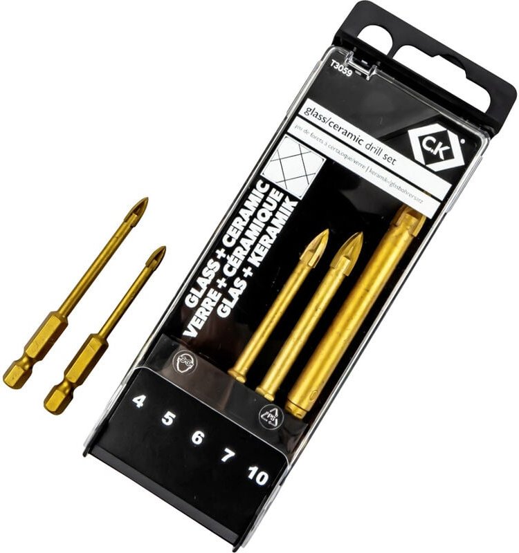 Thumbnail - C.k Magma - c.k T3059 Glasbohrer-Set 5teilig 4 mm, 5 mm, 6 mm, 7 mm, 10 mm 1 Set