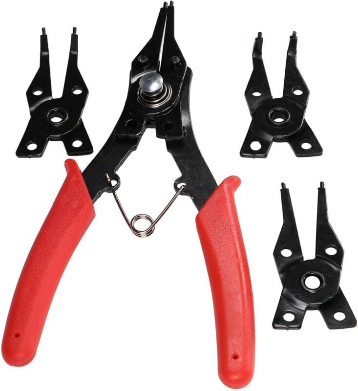 Seegeringzange mit Wechselaufsätzen für Innen- und Außen- Wellensicherungsringe Sprengringzange