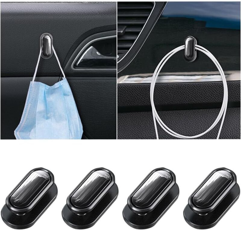 CCYKXA 4 Stück Mini-Autohaken, selbstklebende Autohaken für das Armaturenbrett, multifunktionaler Aufhängehaken für Mask...