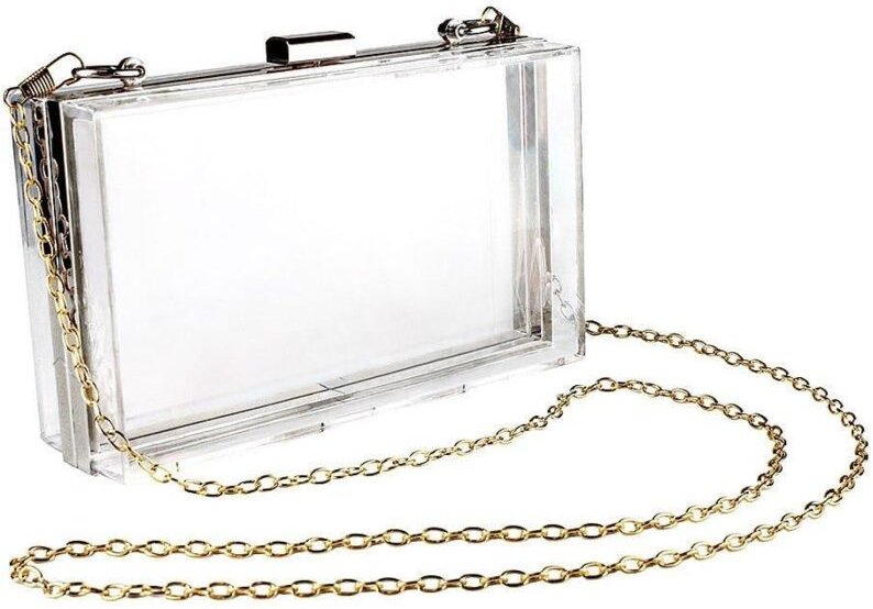 Transparente tasche mit kette - silber