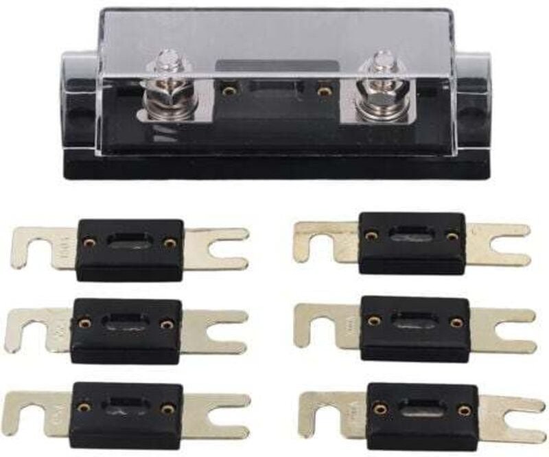 Tigrezy - 250A 48V Sicherungshalter, vergoldete Oberfläche, transparente Abdeckung, Inline-Sicherungshalter für Auto, Wo...