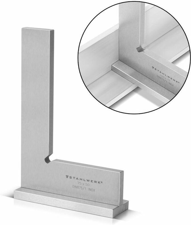 STAHLWERK Anschlagwinkel 90° 75 x 50 mm DIN 875/1 aus rostfreiem Edelstahl