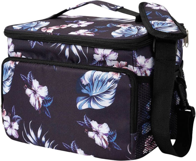 Thermo-Lebensmittelbeutel 8,5 l Schwarz mit Blumen