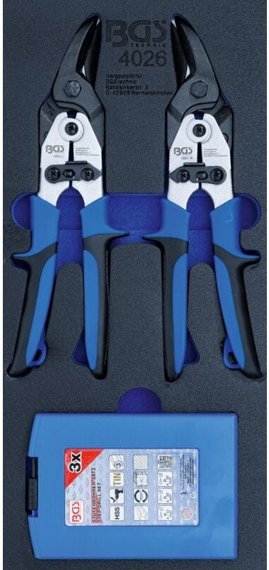 Bgs Technic - Werkstattwageneinlage 1/3: Blechscheren, Stufenbohrer 5-tlg.