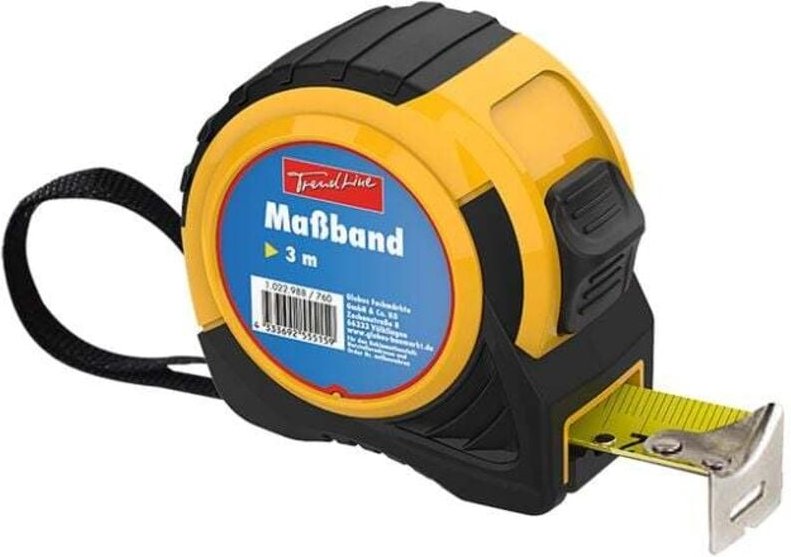 Maßband 3 m Einrast-Funktion Messband Bandmaß Rollmeter Rücklauf - Trendline