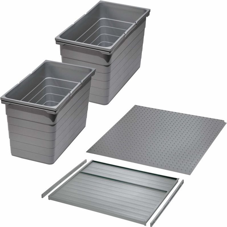 Ninka Abfalltrennsystem eins2vier KB 500 mm (2 x 25L) alugrau für Seitenstärke 16 mm