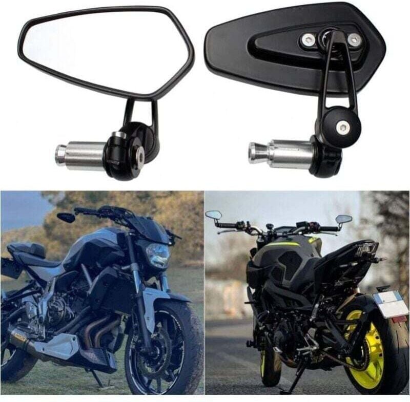 Motorrad-Lenker-Rückspiegel, Motorrad-Rückspiegel für XJ6 MT01 MT03 MT07 MT09 (Schwarz)