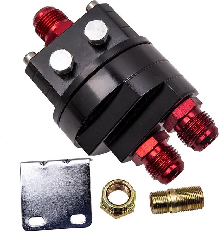 Black Oil Filter Relocation Kit + Cooler Sandwich Plate Adapter AN10 3/4X16 neu
