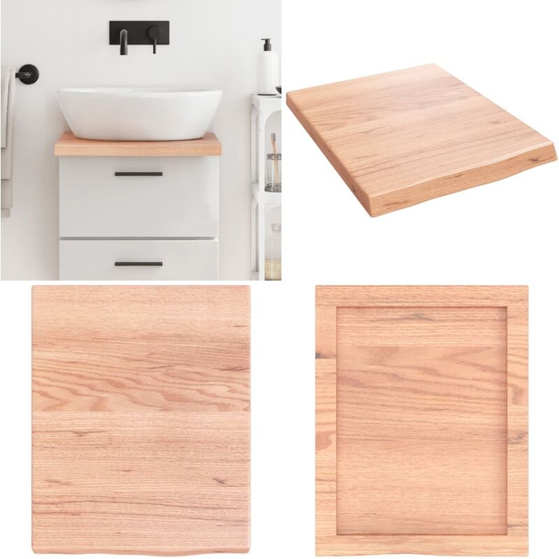 Waschtischplatte Hellbraun 40x50x(2-4) cm Massivholz Behandelt - Eichenholz Platte - Holz Waschttischplatte - Waschtisch...