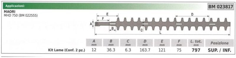 Ober-/Untermesserkit MAORI Heckenschere MHD 750 023817