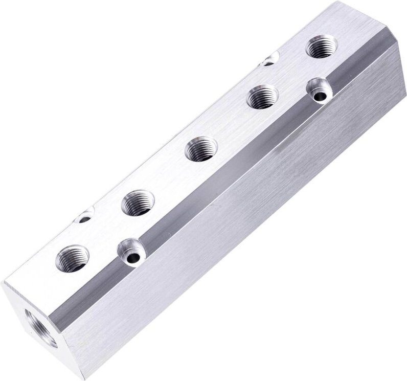 Verteilerleiste Pneumatik Aluminium Gewinde 2x1/2 5x1/4 Zoll Einbau