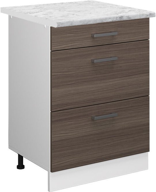 Vicco - Küchenunterschrank R-Line, Grau, 60 cm mit Schubladen, ap Marmor