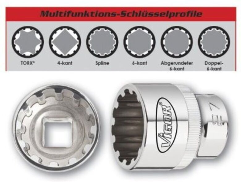 Steckschlüssel-Einsatz 1/2' sw 32 Multiprofil