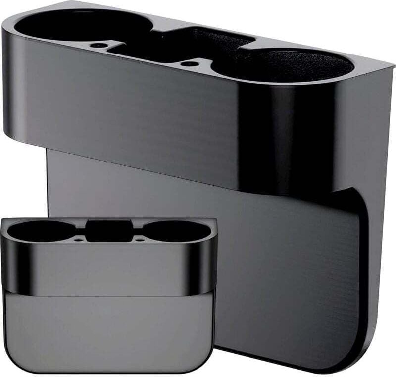 Universal-Getränkehalter, 27,7 x 20,7 x 10 cm, Doppel-Getränkehalter fürs Auto, 3 Fächer und 2 Stiftefächer, Multifunkti...