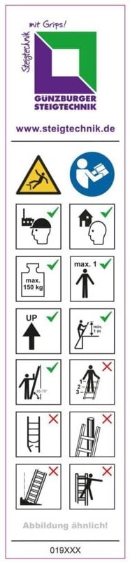 Günzburger Steigtechnik 20x Hinweis-Aufkleber für Stehleitern beidseitig begehbar - 019140