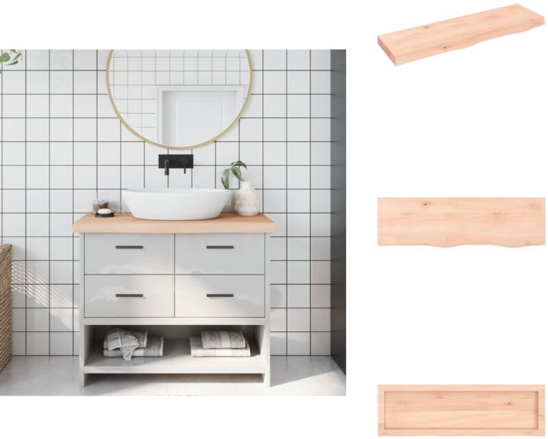 Waschtischplatte 100x30x(2-6) cm Massivholz Unbehandelt - Waschtischplatte - Eiche - Holzarbeitsplatte - Badrenovierung ...