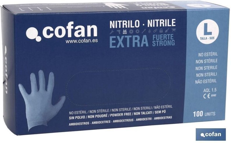 Box mit 100 extra starken Nitrilhandschuhen T - S