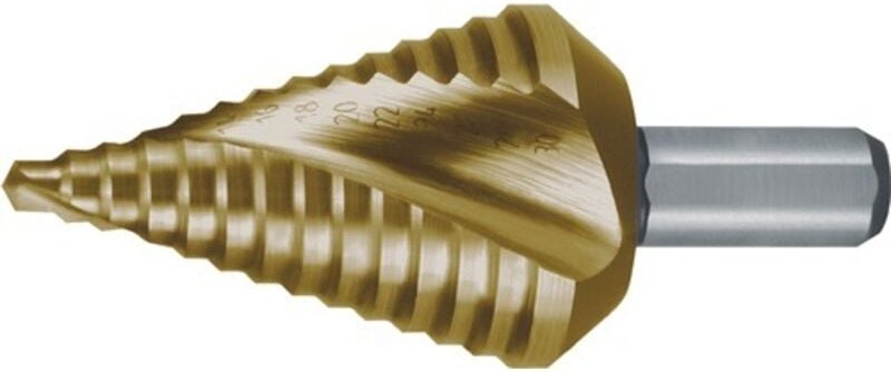Stufenbohrer HSS-TiN spiralgenutet mit Kreuzanschliff kurz ø 4 - 30 mm - 101063T - Ruko
