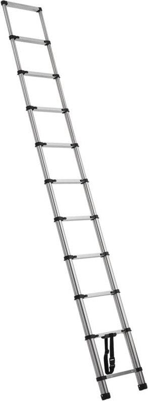 Teleskopleiter aus Edelstahl, 3740 mm Länge, ausziehbare Klappleiter mit Mehrfach-Einzug, Belastbarkeit bis 170 kg und r...