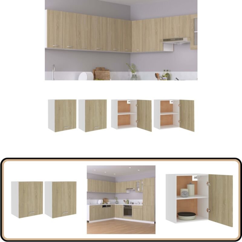 Hängeschränke 2 Stk. Sonoma-Eiche 50x31x60 cm Holzwerkstoff - Küchenschränke - Hängeschränke - Holzschränke - Sonoma-Eic...