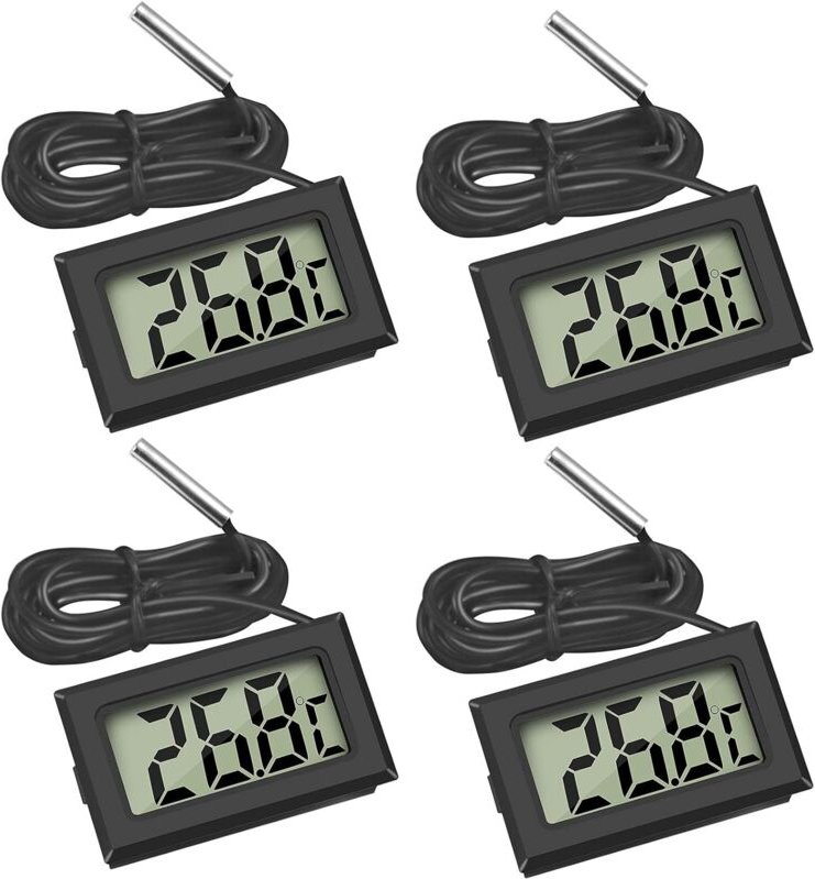 Mini-Digital-LCD-Temperaturthermometer mit Temperaturfühler-Sensortester für Kühl- und Gefrierschränke, Aquarien (4 x Sc...