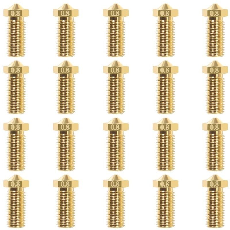 20 Stück 0,8 mm vulkanische Messing-3D-Düse für V5 V63D-Drucker, Extruder-Druckkopf-Jet