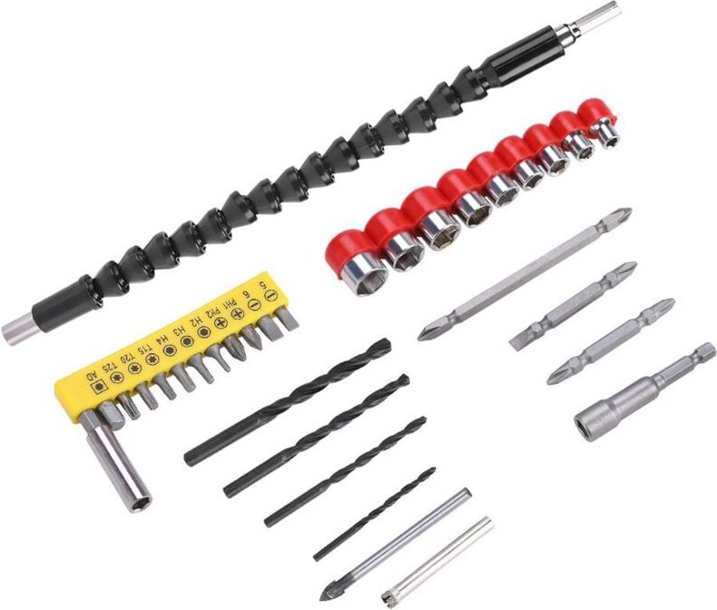32-teiliges Set mit elektrischen Schraubendreherköpfen aus Edelstahl, 12 Schraubendreherköpfe, 10 Bohrer, 9 Steckschlüss...