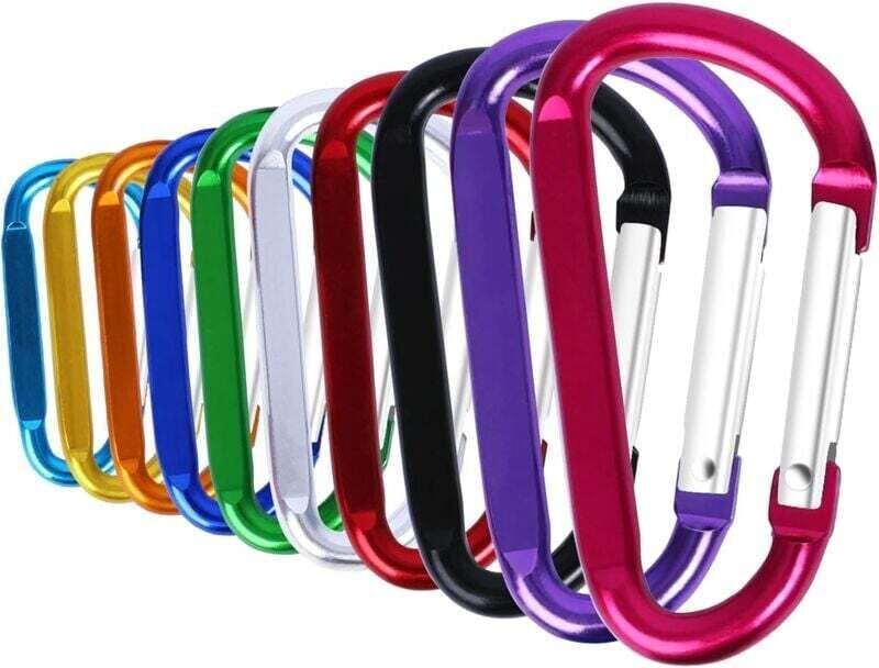 Thumbnail - 10 Stück Karabinerhaken aus Aluminiumlegierung, D-Haken-Clip, Schlüsselanhänger, mehrfarbiger Karabiner, zufällige Farbe