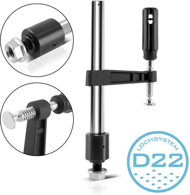 STAHLWERK Spannzwinge / Schraubzwinge 80 x 200 mm mit Fixierbolzen, Anschlag