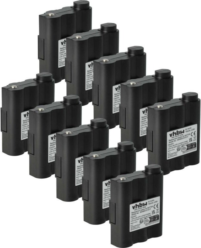 vhbw 10x Akku kompatibel mit Alan Midland LXT-435, LXT-410, LXT-350, LXT-310, LXT-210, LXT-305, LXT-303 Funkgerät, Walki...