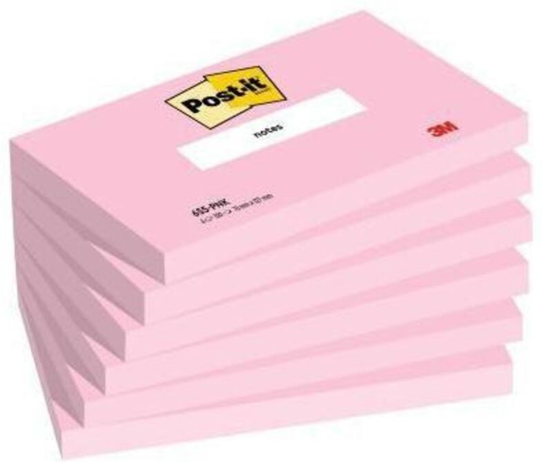 3M - Haftnotiz ® Notes 127 x 76 mm (b x h) flamingopink 100 Bl./Block 6 Block/Pack.