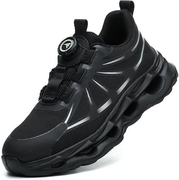 Sicherheitsschuhe für Herren und Damen, mit Stahlkappe, leicht, mit Stahlkappe, zum Schnüren, mit drehbarer Schnalle, Si...