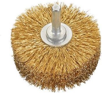 Vermessingte Stahlrundbürste mit gewelltem Draht mit 8 mm Schaft und Ø 0,25 mm Besatz (80x35x25) Osborn 7003507061