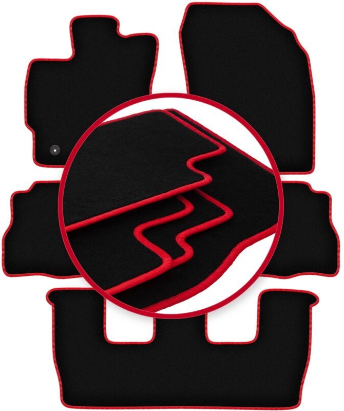 CARLUX-RED Auto-Fußmatten für: Toyota Prius III Plus 7 Personen (2011-)