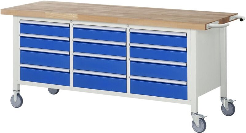 Fahrbare Werkbank 8579, B2000xT700xH880mm, 12x Schublade-TA - RAU