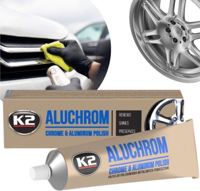 Polierpaste zum Polieren von Metallen K2 ALUCHROM 120 g Spiegelglanz