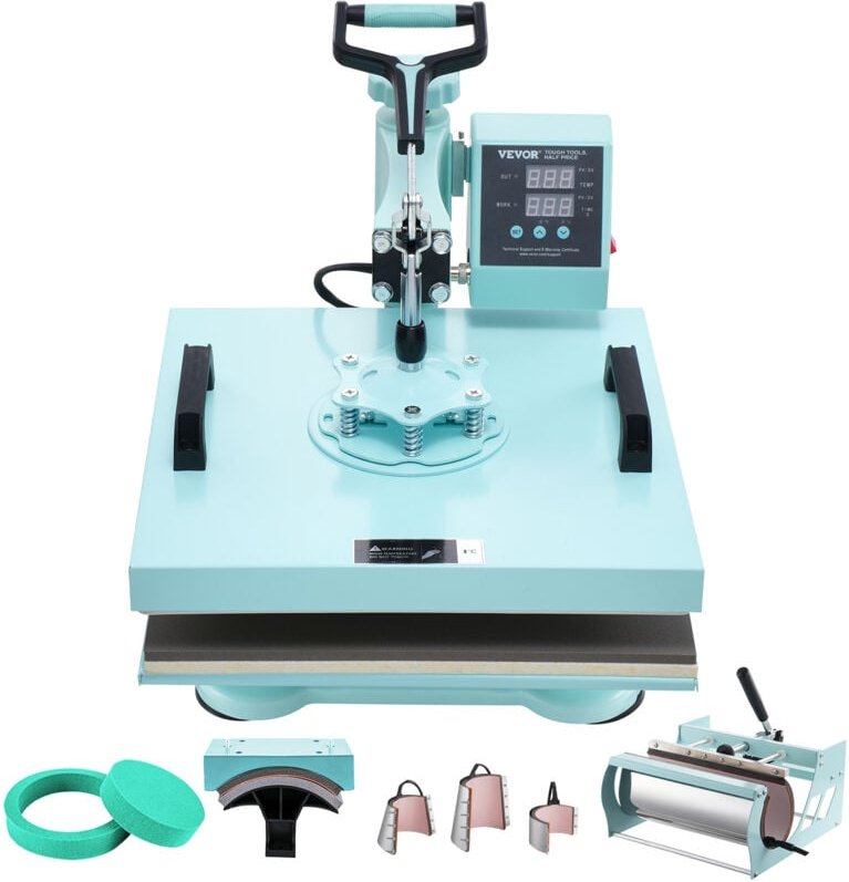 Hitzepresse, 15 x 15 Zoll, 8-in-1 Wärmeübertragungsmaschine mit 6-30 oz Tumbler-Presse, 360° wegschwenkbares T-Shirt-Pre...