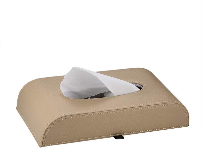 Taschentuchhalter fürs Auto, Tragbare Taschentuchbox Aus PU-Leder, Rechteckige Serviettentaschentuchbox Für Die Autobüro...