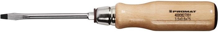 Promat - Schraubendreher Schneidenbreite 3,5 mm Klingenlänge 75 mm Holzgriff Run