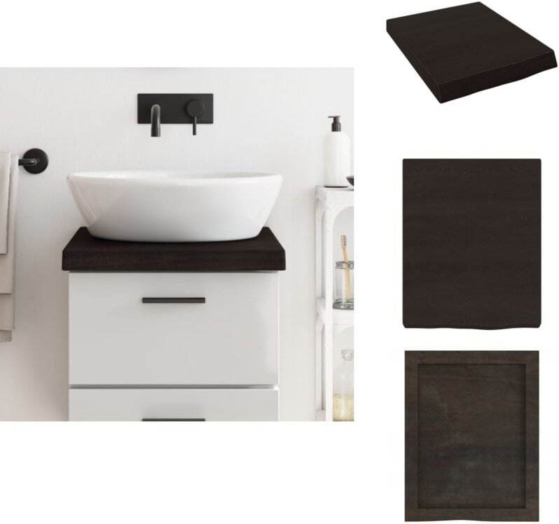 Waschtischplatte Dunkelbraun 40x50x(2-6)cm Massivholz Behandelt - Waschtischplatte - Eichenholz Platte - Holz Arbeitsflä...