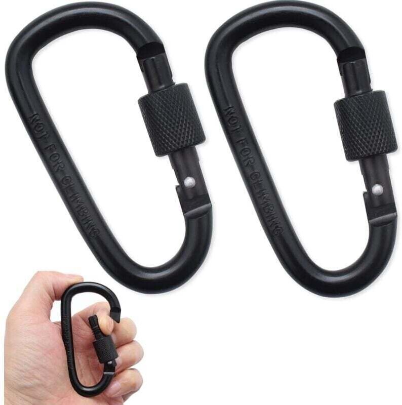 Karabiner, taktischer Karabiner, schwarzer Karabiner-Schlüsselanhänger, Karabiner aus Aluminiumlegierung mit Schraubvers...