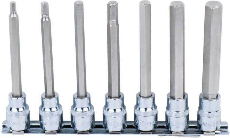 3/8' CHROMEplus Bit-Stecknuss-Satz Innensechskant, 7-tlg 4-12mm,lang